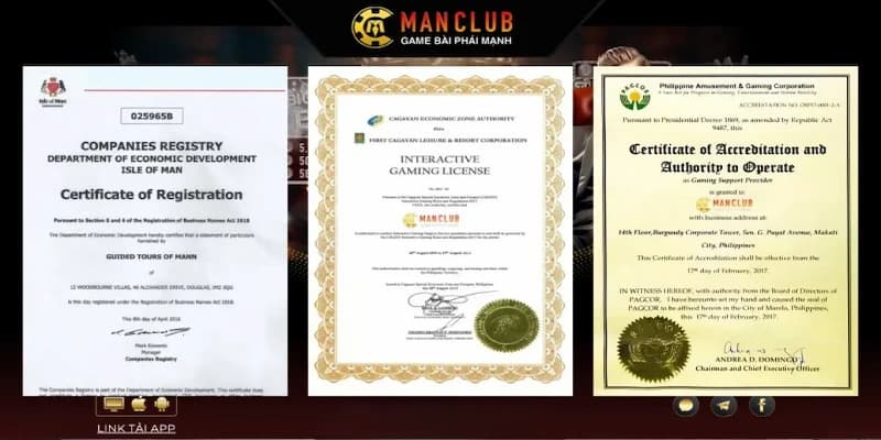 Giấy phép hoạt động Manclub và chính sách cực minh bạch